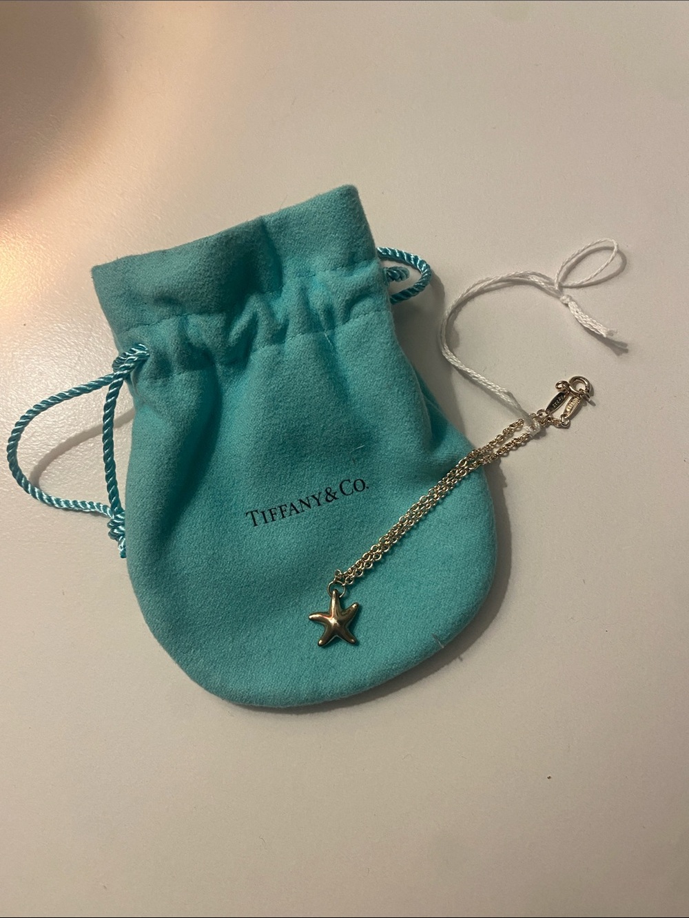 Tiffany & Co. Silver Starfish Charm Bracelet with Signature Blue Pouch